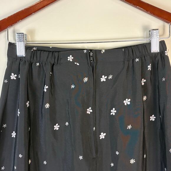 Black Floral Maxi Skirt Vintage Rikki J New York Size Medium Whimsygoth - Picture 7 of 9